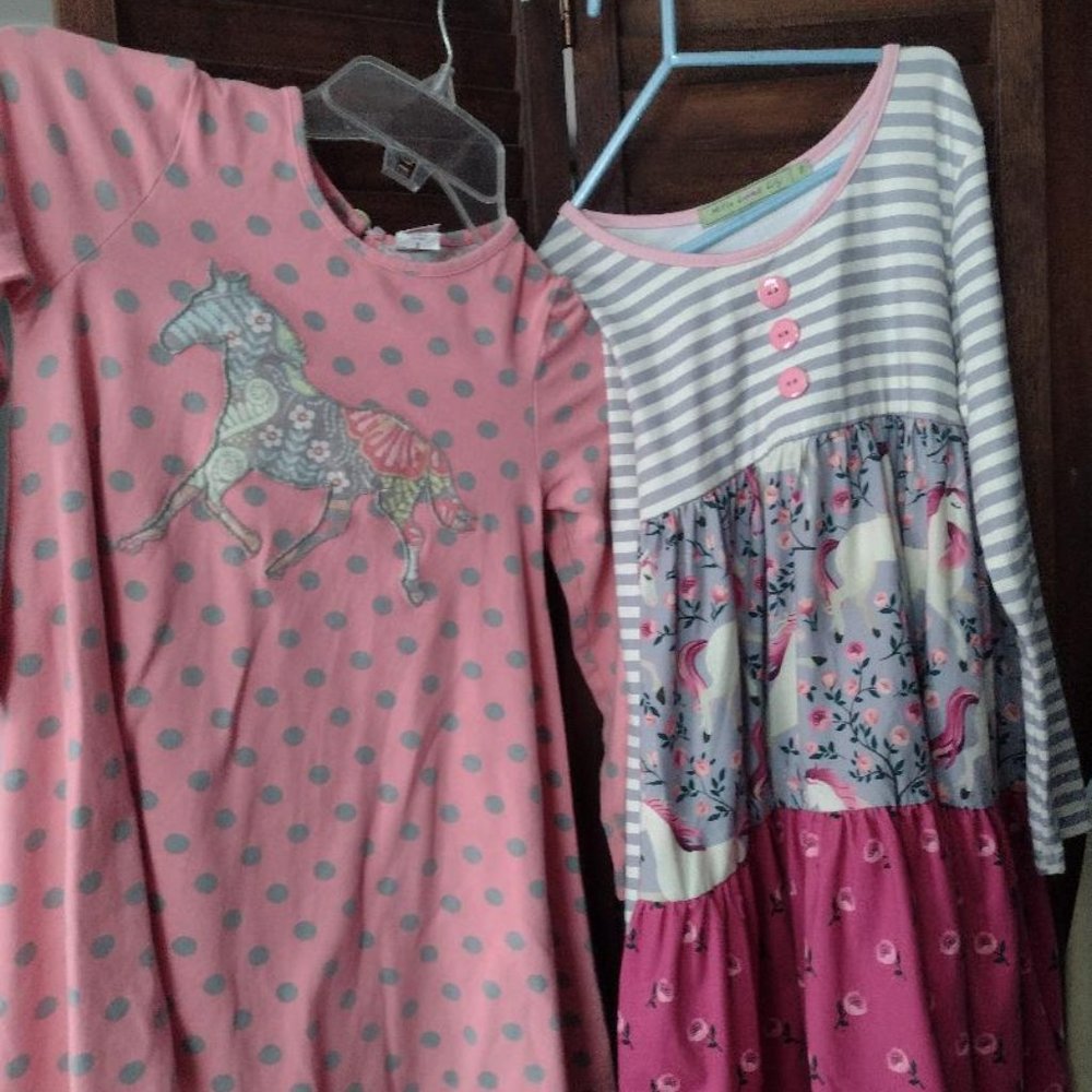 Girls Dresses Size 8 Millie loves Lilly and RicRac and Ruffles Unicorns/Horse